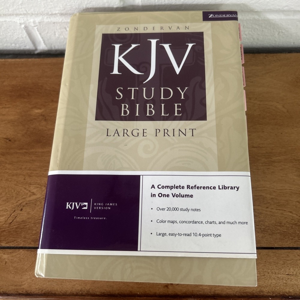 Zondervan KJV Study Bible LARGE PRINT Hardcover Tabs Protective Jacket Read